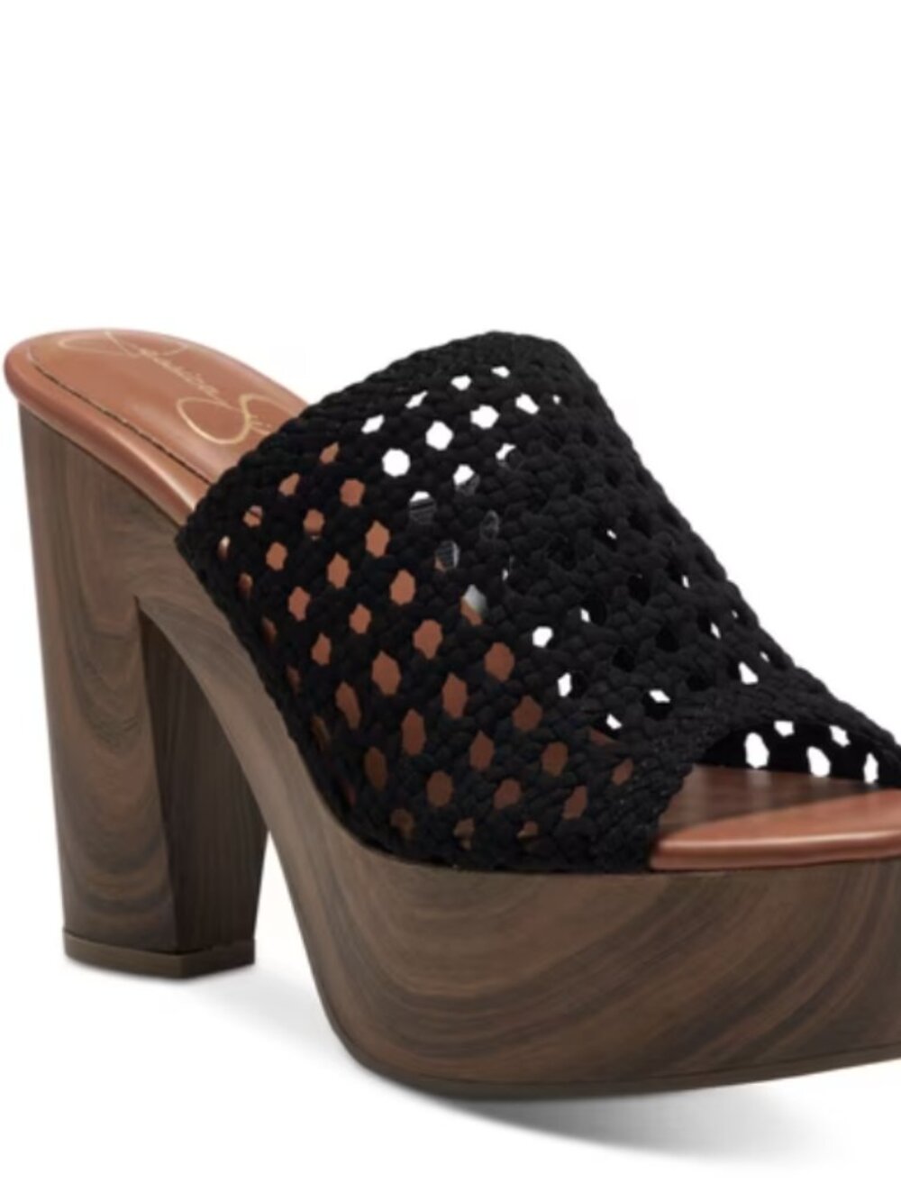 Jessica Simpson Womens Shelbie Black Woven Block 1-1/2Heel Platform Mules - 10 M